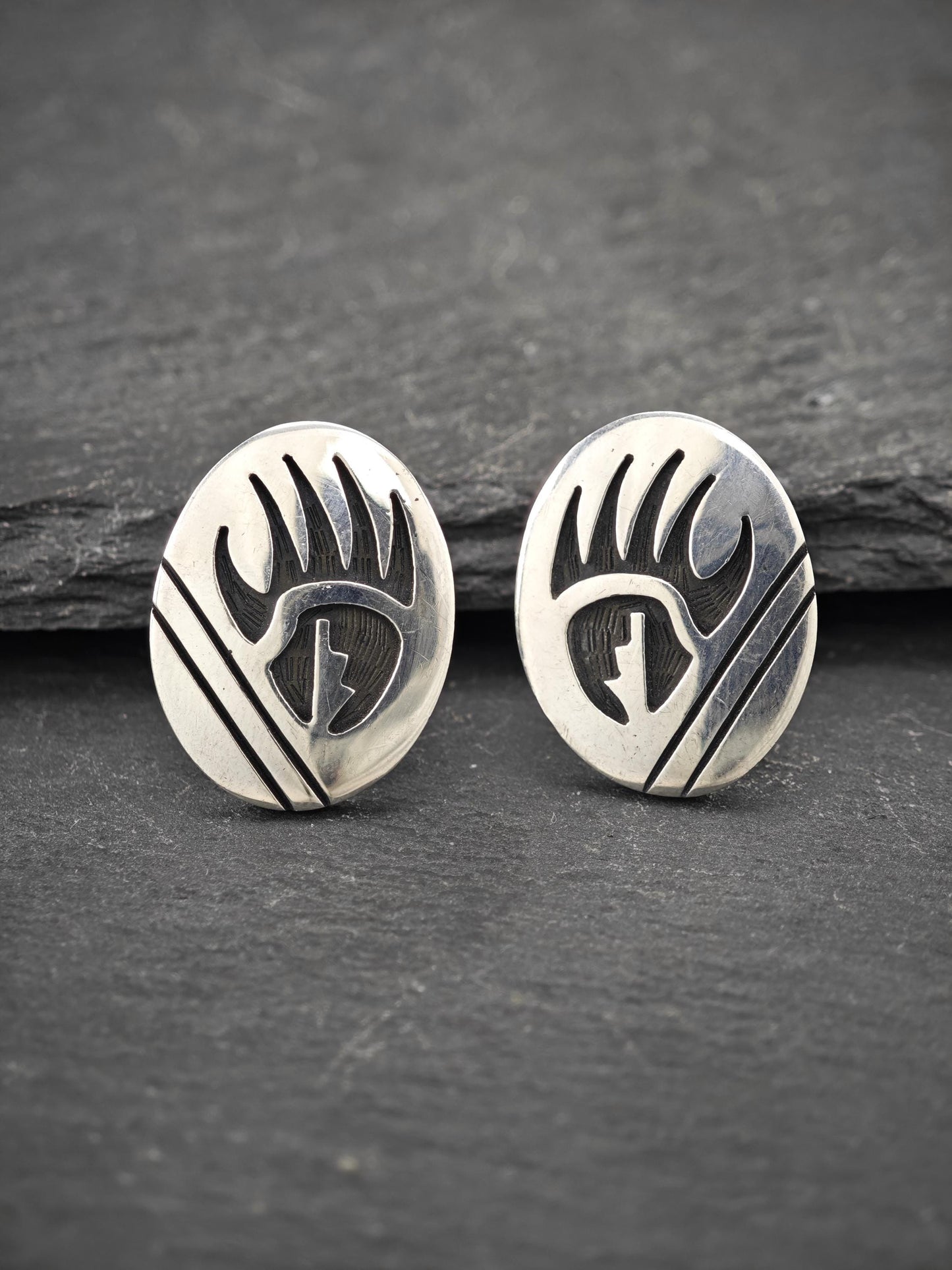 Choice of Native American, Overlay Stud Earrings Sterling Silver