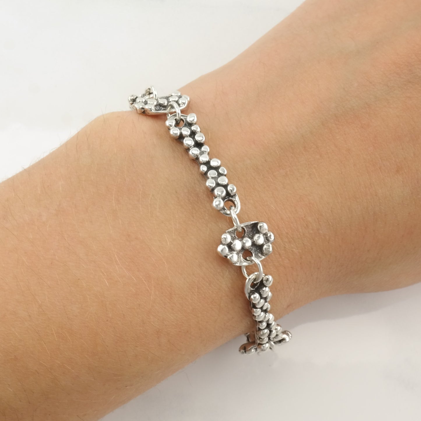 Designer Sterling Silver Link Bracelet Abstract