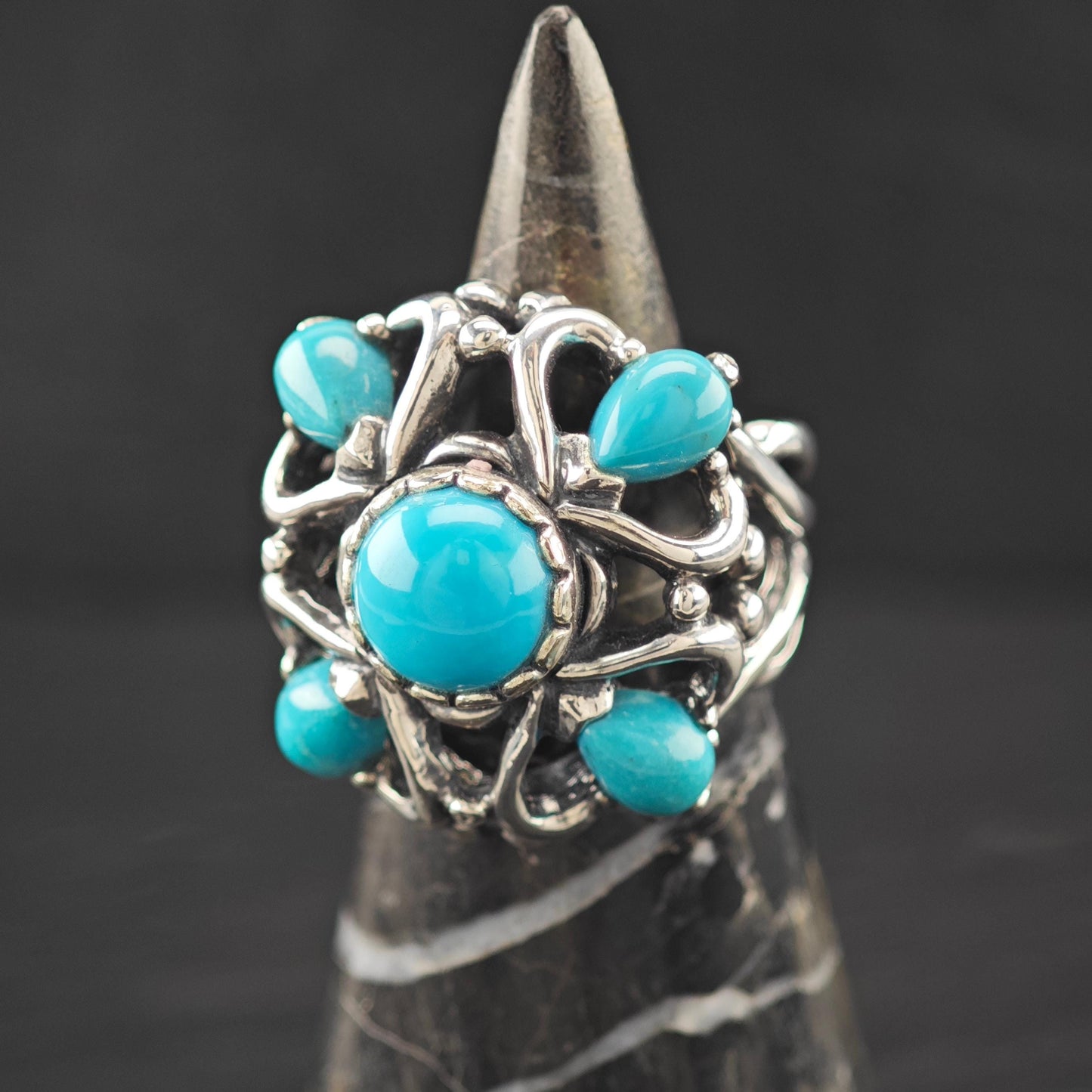 Carolyn Pollack Block Turquoise Ring Sterling Silver
