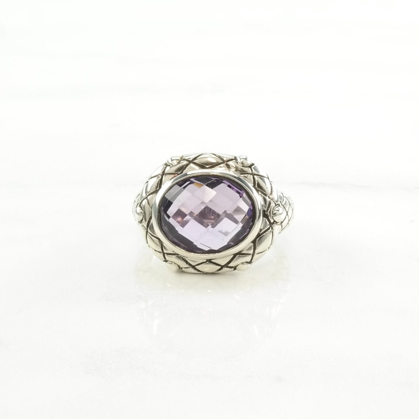 Sterling Silver Ring Created Amethyst Purple Size 7