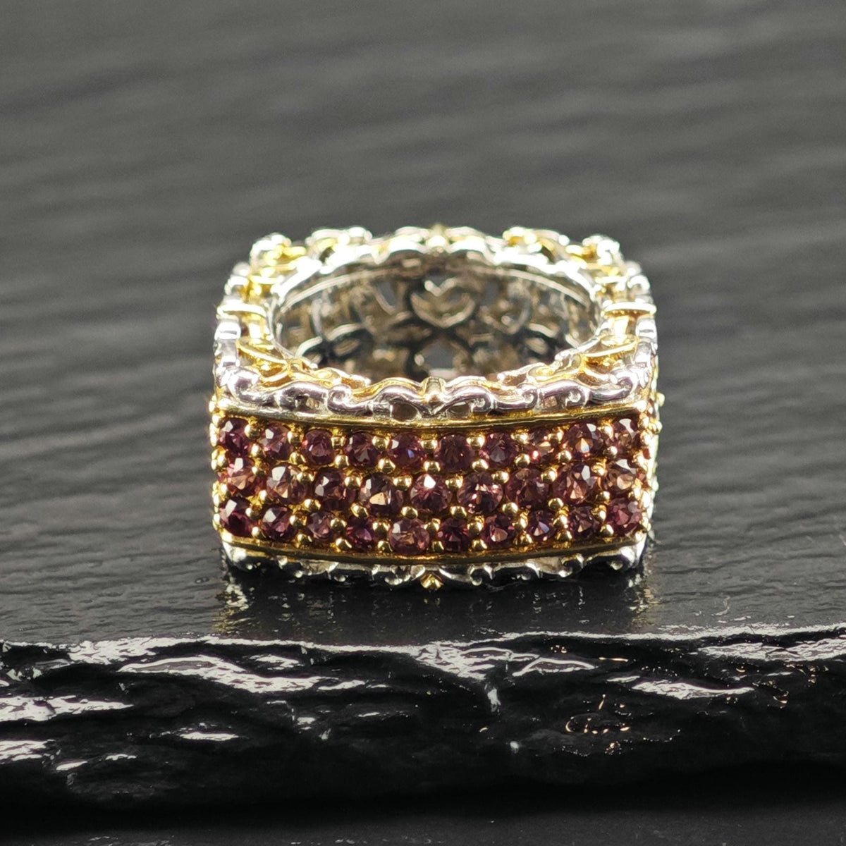 Pink Sapphire Pave Gold-plated Accent Sterling Silver Ring Sz 4 1/4 R6827