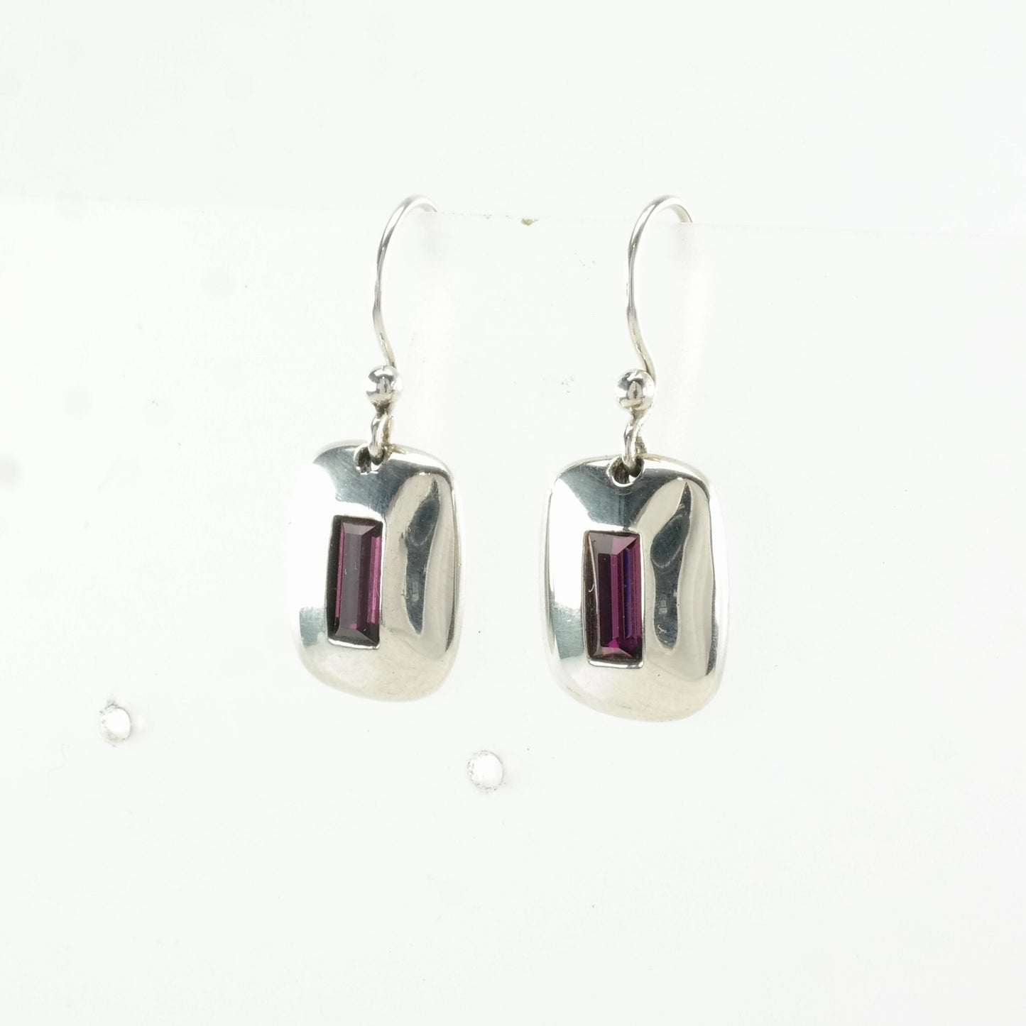 Sterling Silver Purple Garnet Earrings Fish hook