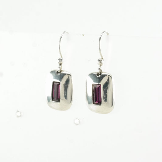 Sterling Silver Purple Garnet Earrings Fish hook