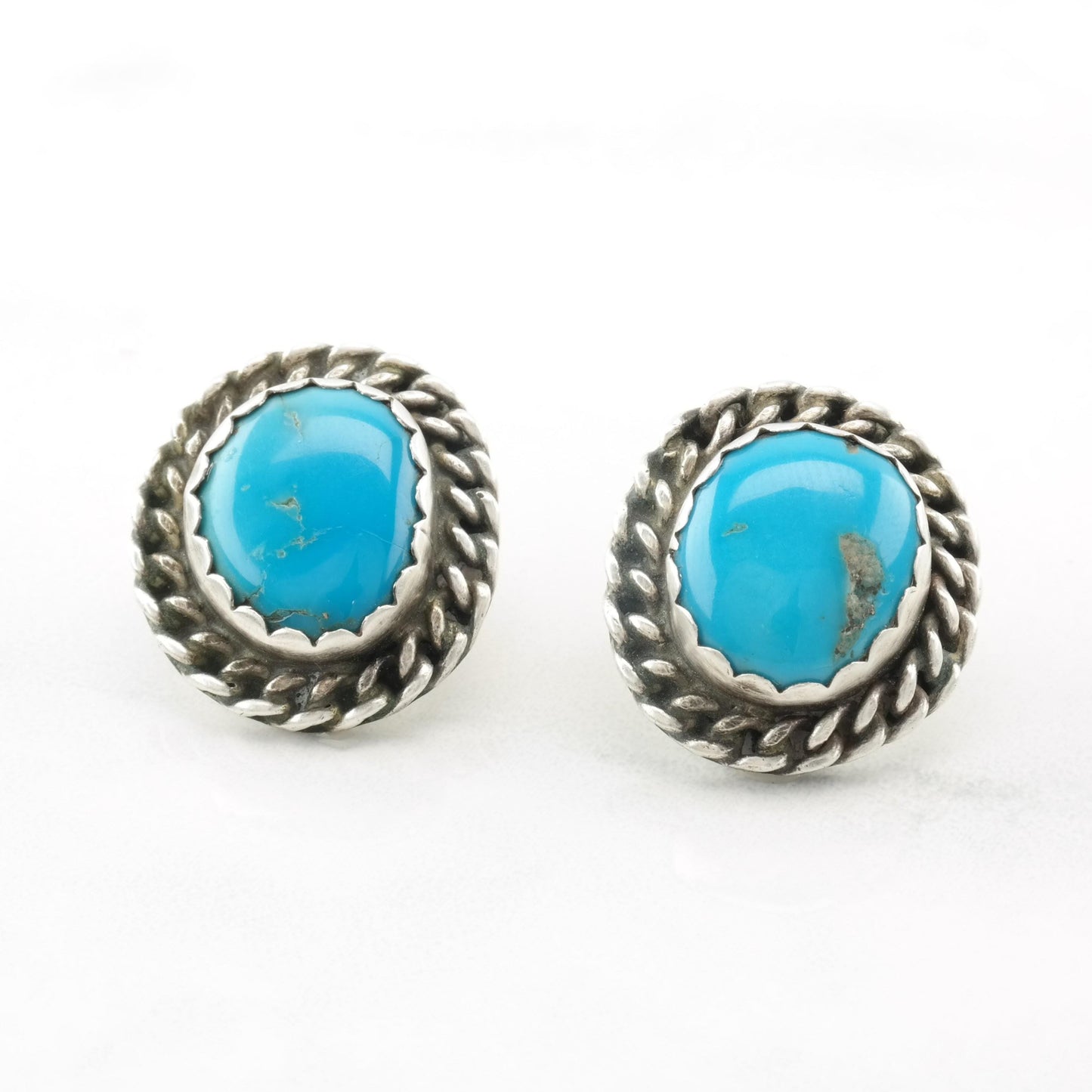 Choice Vintage Turquoise Stud Earrings Sterling Silver