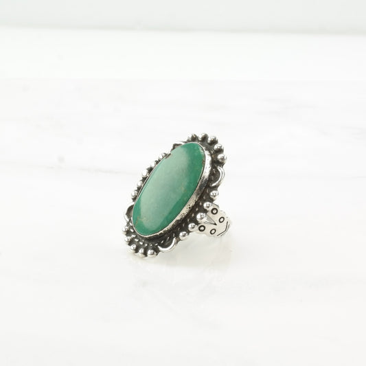 Fred Harvey Era Silver Ring Turquoise Oval Sterling Size 6