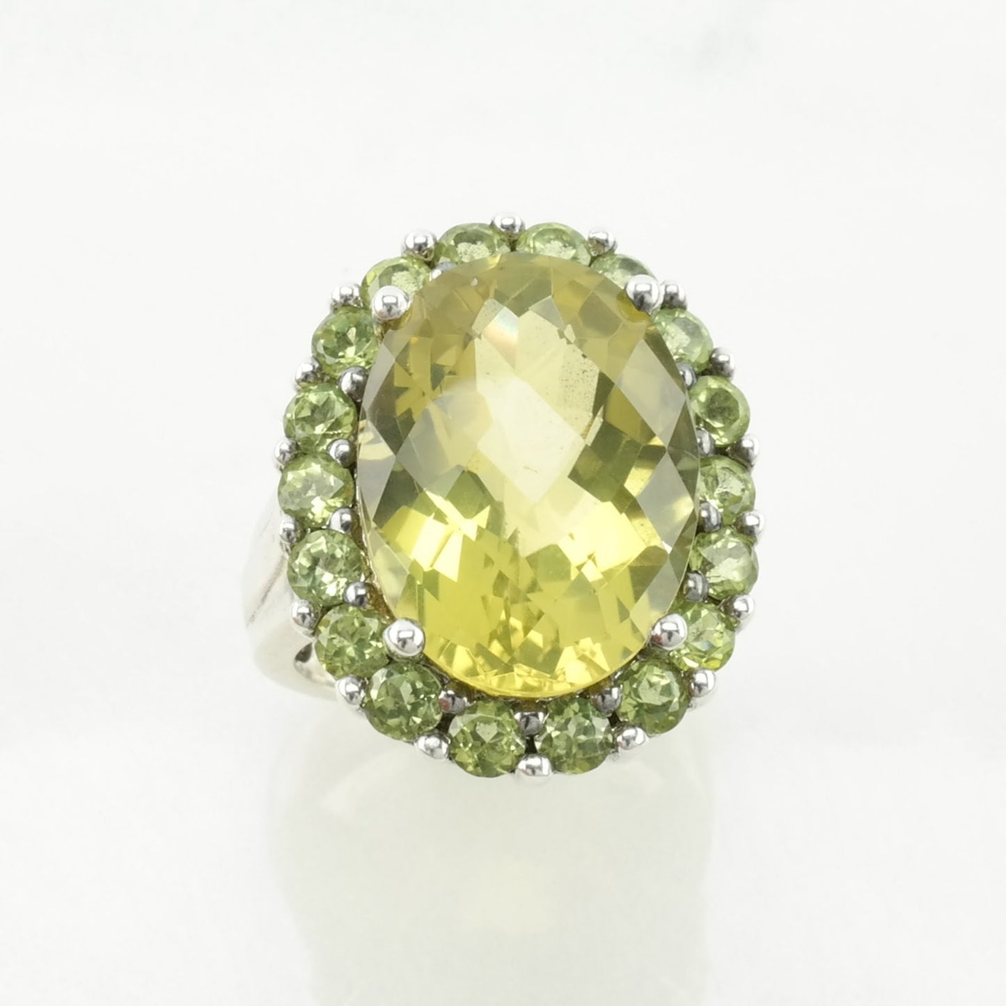 Sterling Silver Ring Lemon Quartz Peridot Yellow Size 6 1/4