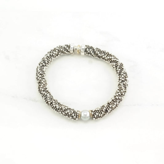 Vintage Michael Dawkins Sterling Silver Line Bracelet Pearl