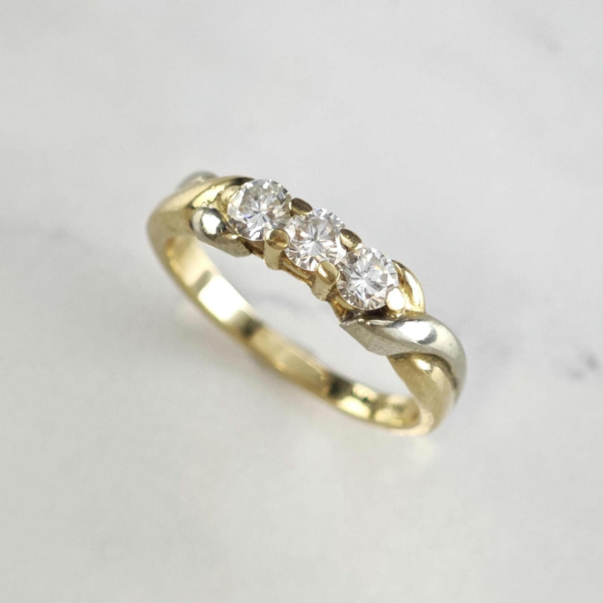Three Year Anniversary Band .50cttw 14K Yellow Gold Ring Sz 6 1/2 R6783