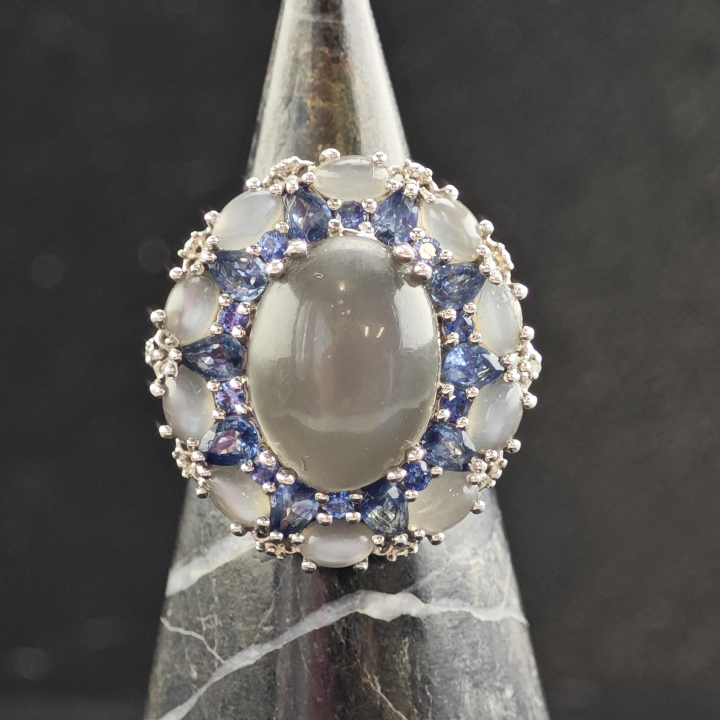 Cats Eye Quartz Topaz Sterling Silver Ring Sz 7 R6565