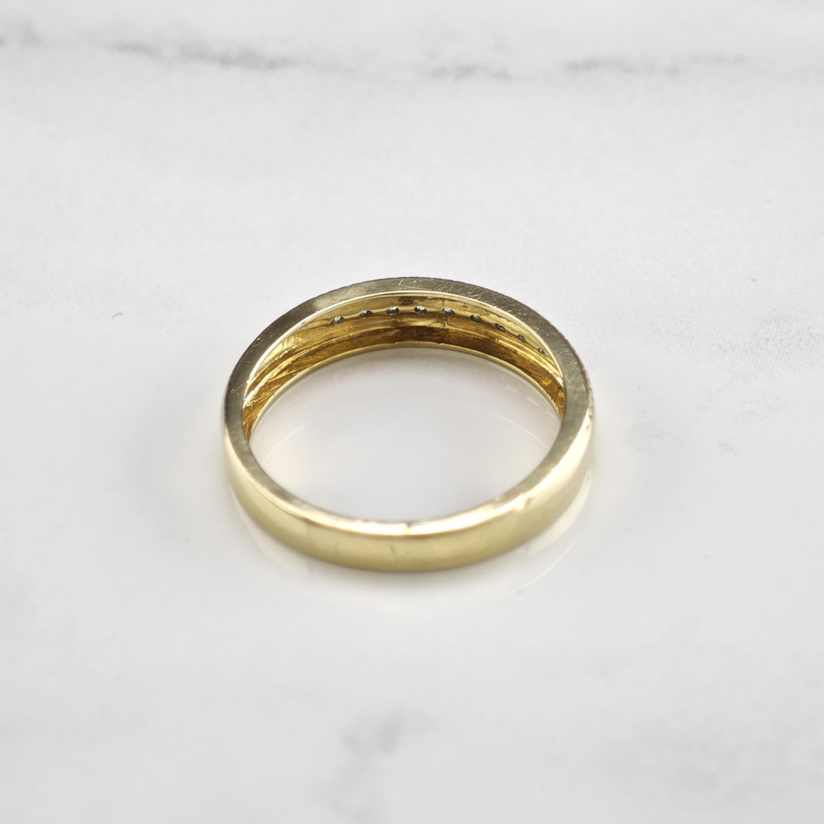 9 Diamond 14K Gold Band 4mm Sz 7 R6791