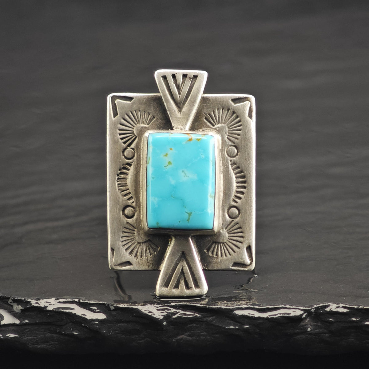 Carolyn Pollack Stamped Turquoise Sterling Silver Ring Sz 9 3/4 R6751