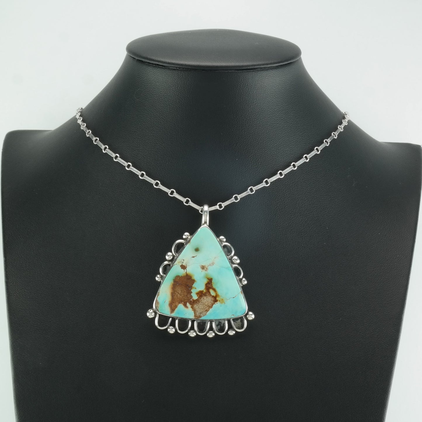 Southwest Sterling Silver Royston Turquoise Triangle Necklace