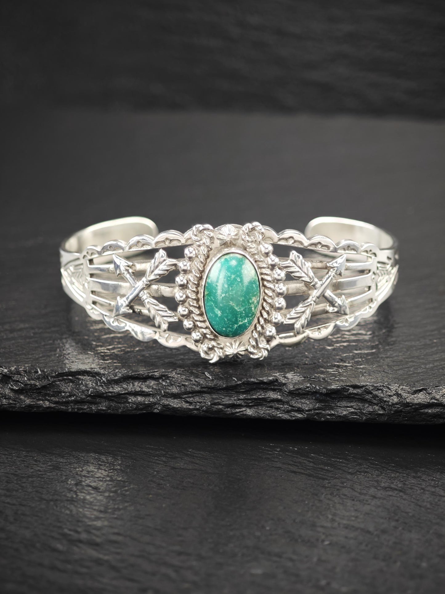 Fred Harvey Era, Native American, Turquoise Cuff Bracelet Sterling Silver