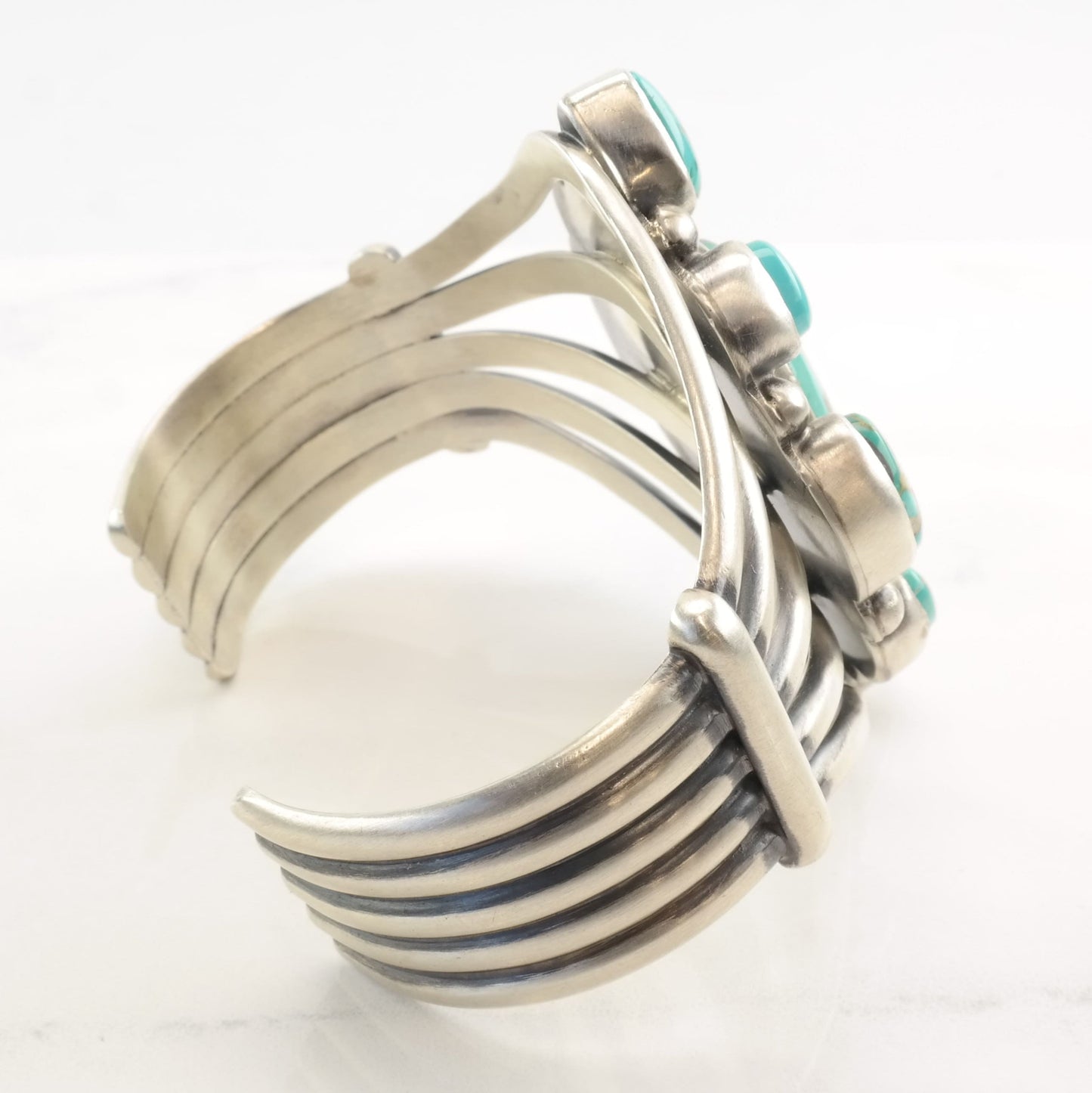 Yazzie Native American Sterling Silver Cuff Bracelet Cluster Royston