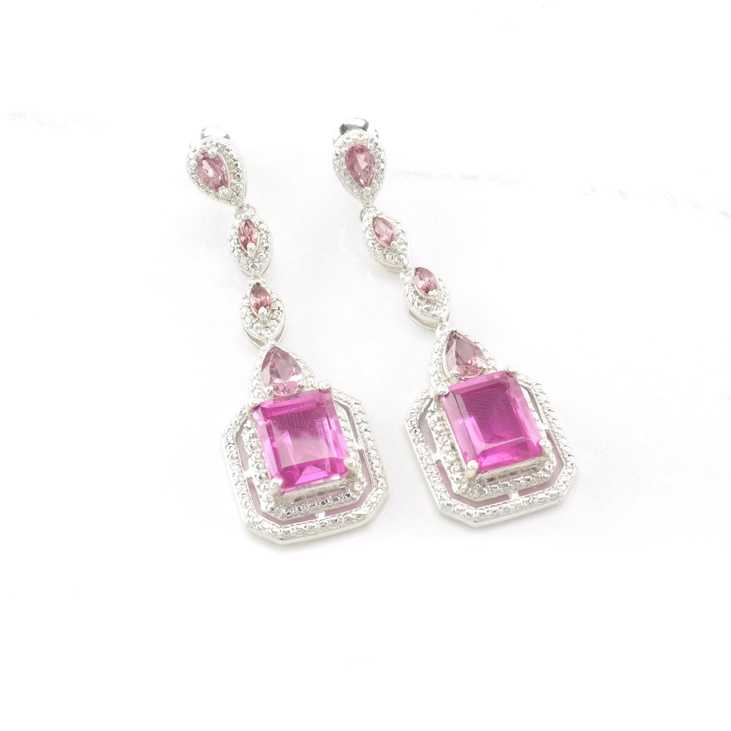 Pink Quartz Doublet Sterling Silver Stud Dangle Earrings