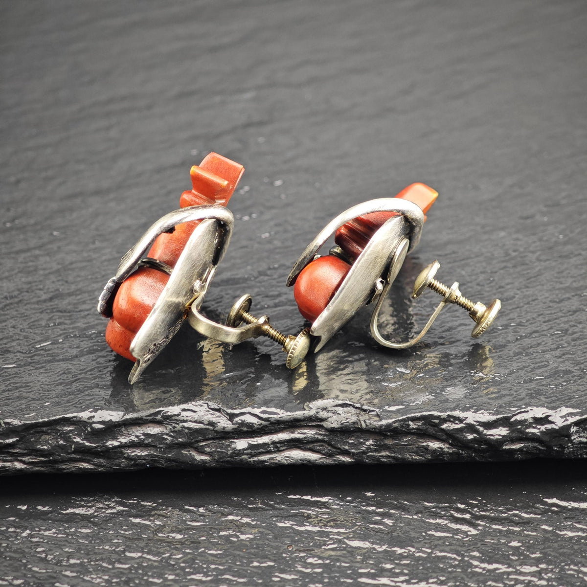 Taxco Salvador Teran Screw Back Sterling Silver Earrings ER3228Gra