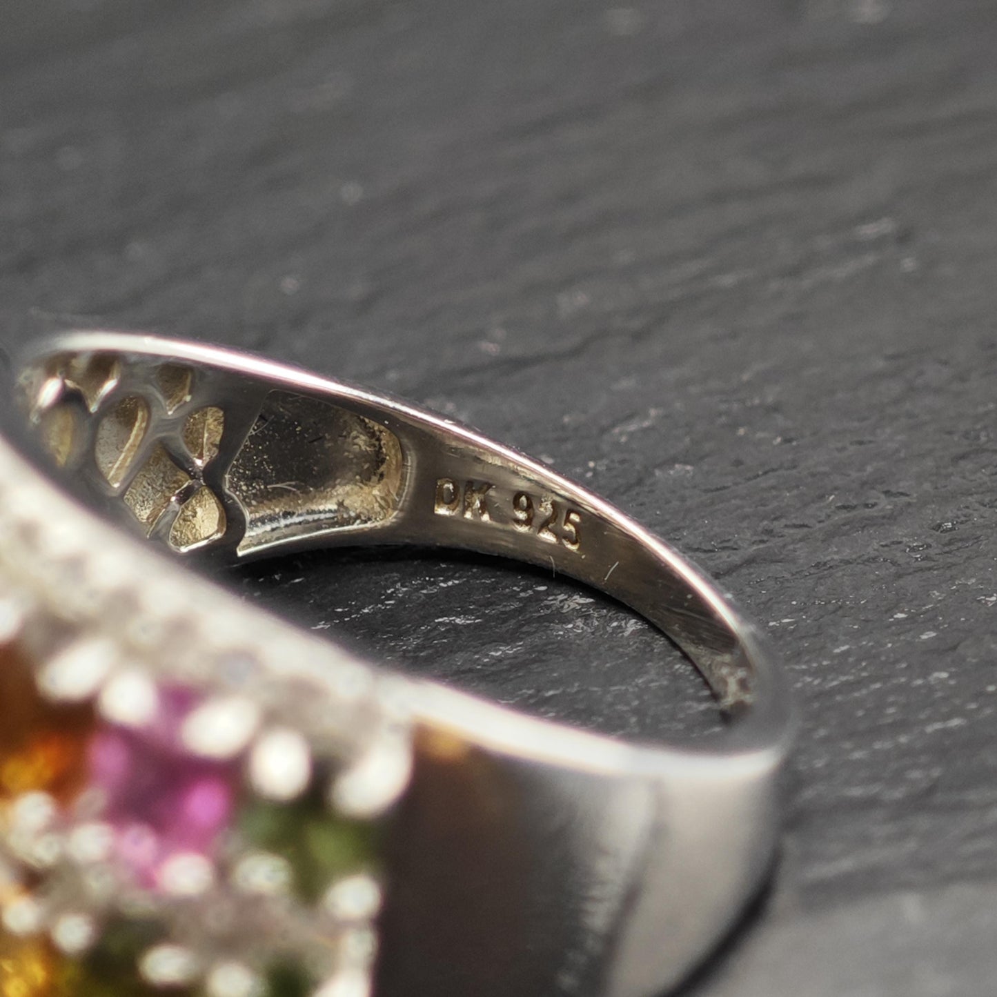 Tourmaline Band Sterling Silver Ring Sz 7 R6725