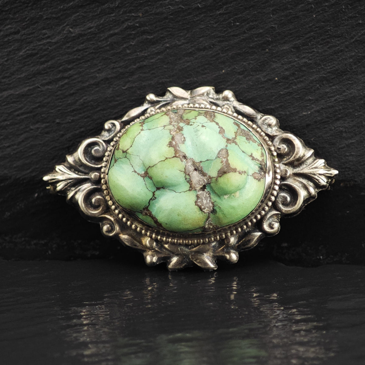 Rough Turquoise Sterling Silver Brooch B2246