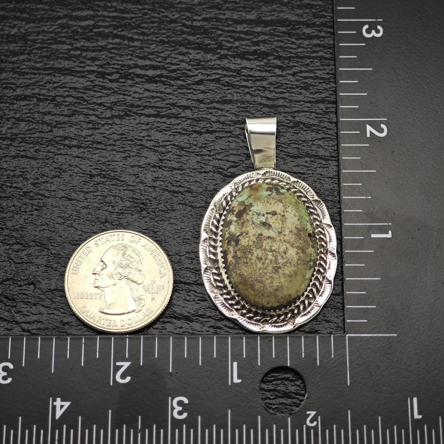 Native Green Turquoise Pendant Sterling Silver P2812