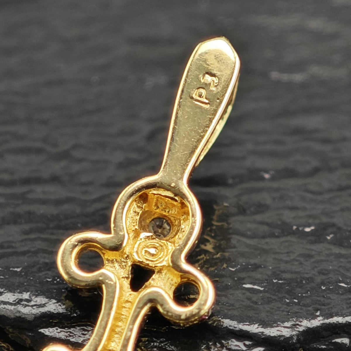 Natural Ruby Diamonds 14K Gold Cross Pendant P3103