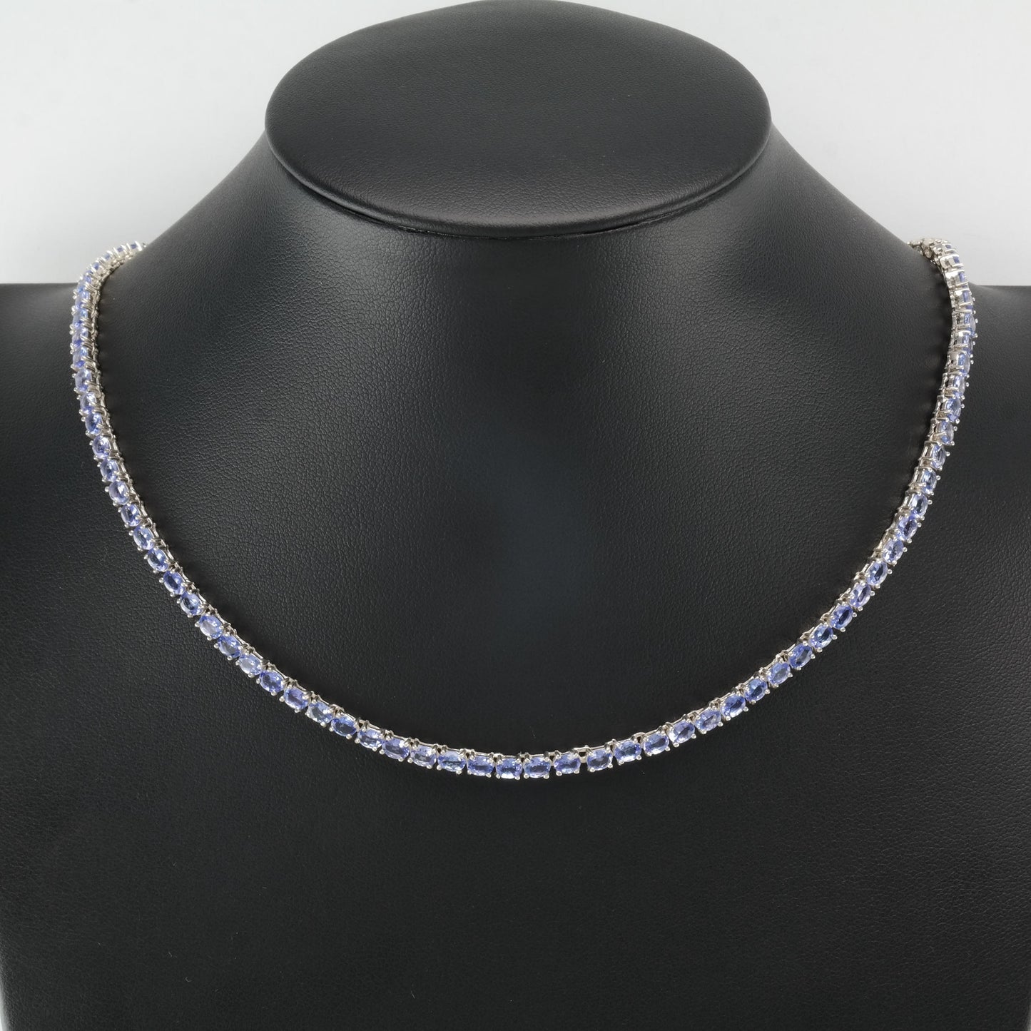 Vintage 15ctw Sterling Silver, Tanzanite Tennis Line Necklace