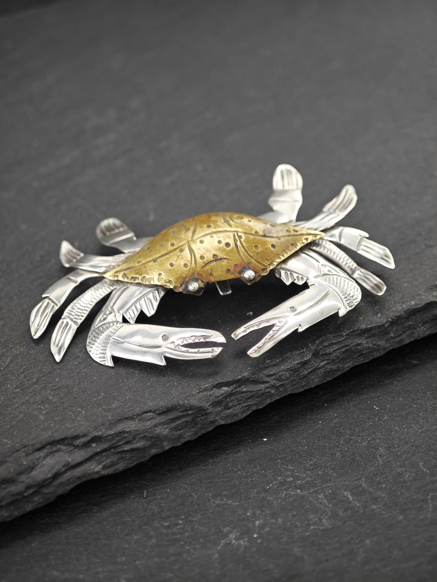 Studio Brass, Gold Tone Crab Brooch/Pendant Sterling Silver