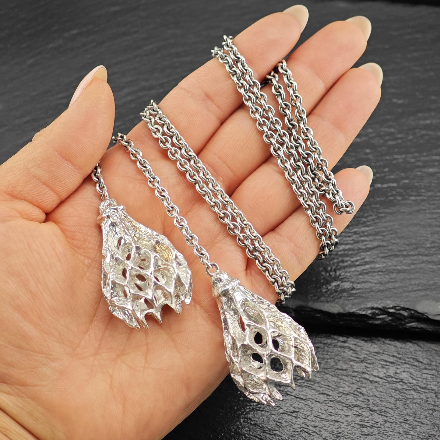 Vintage Handmade Sterling Silver Lariat Scarf Necklace Long Ball Chain