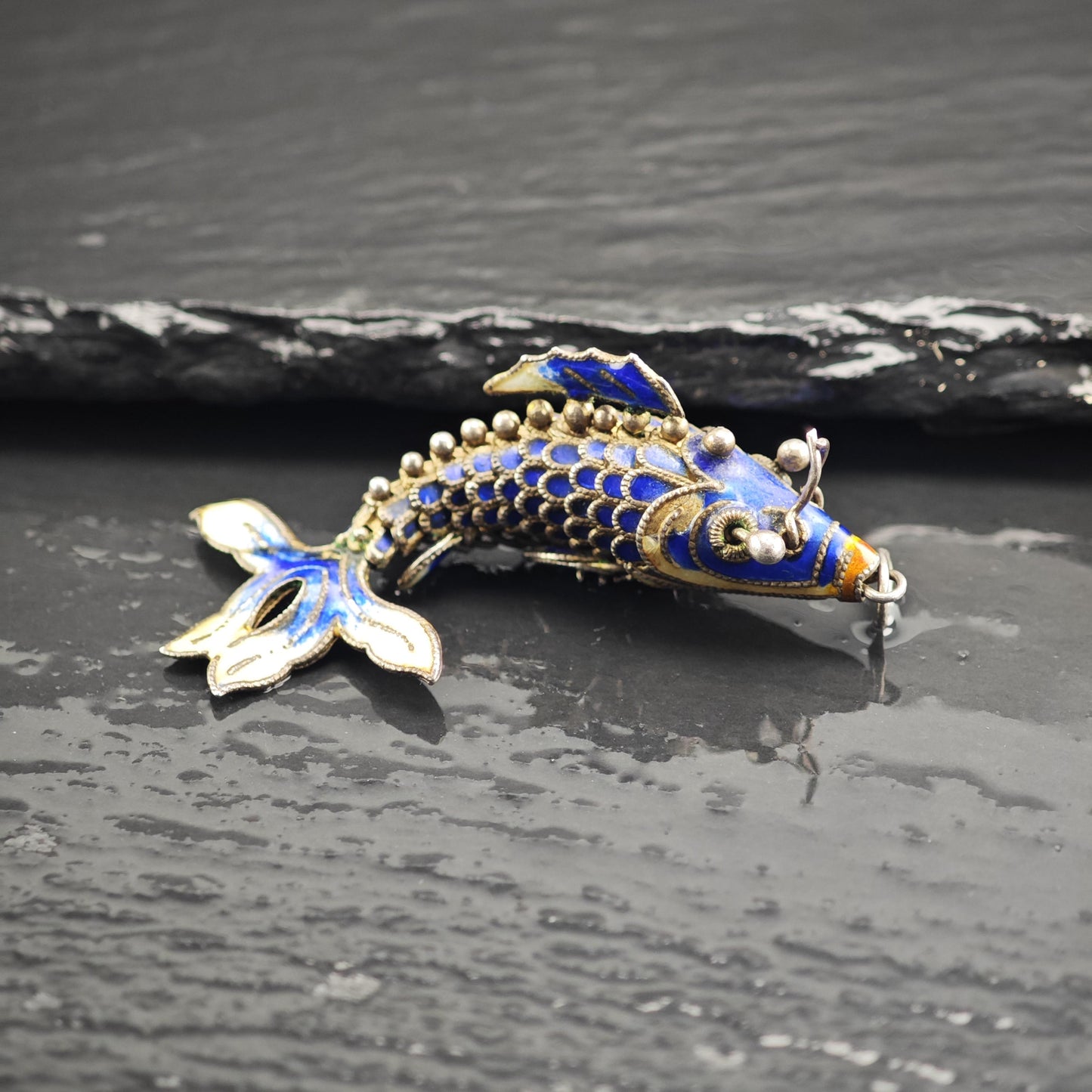 Enamel Koi Fish Pendant Sterling Silver P3039