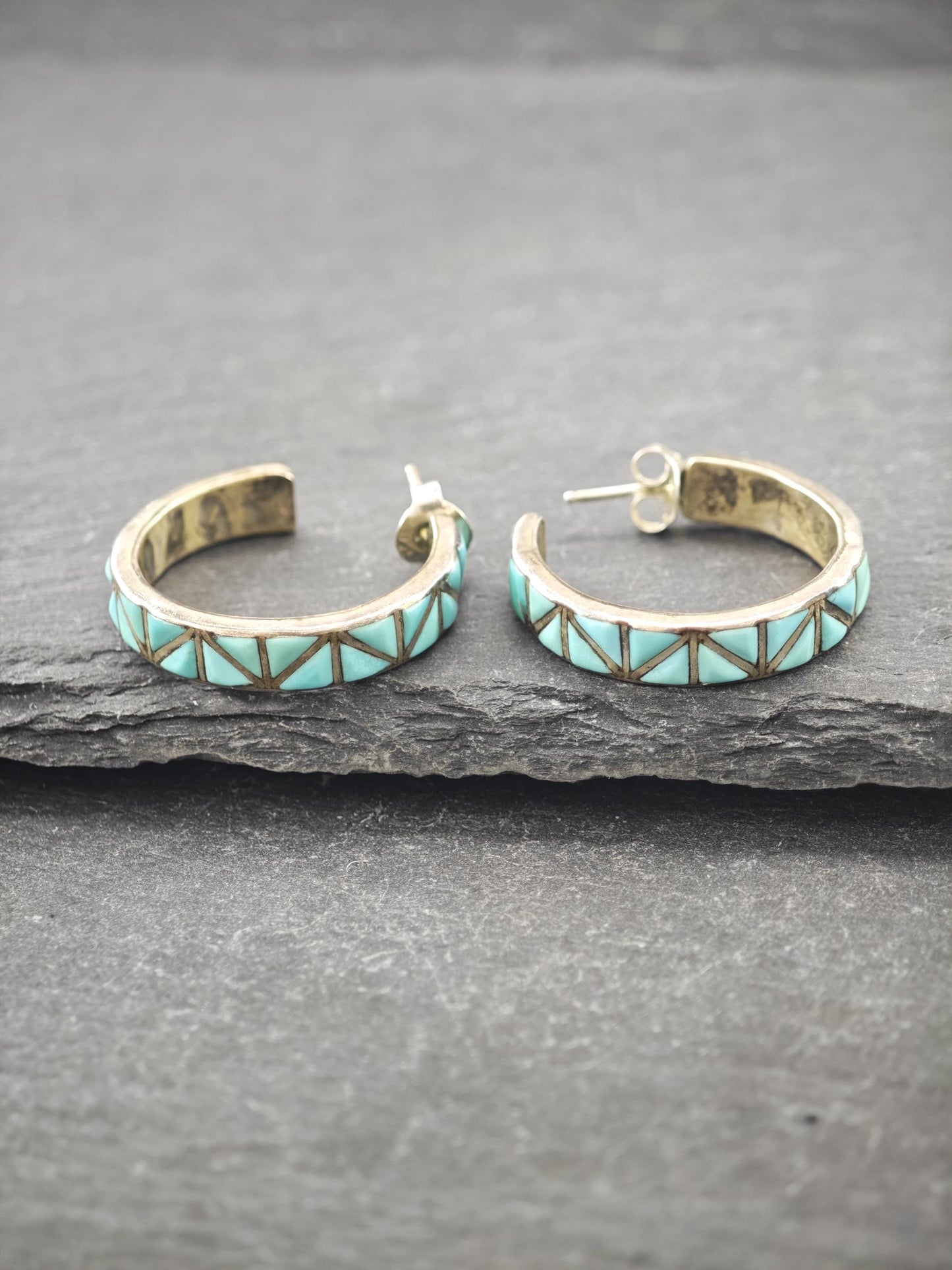 Choice of Zuni Inlay, Native American Sterling Silver Stud/Hoop Earrings