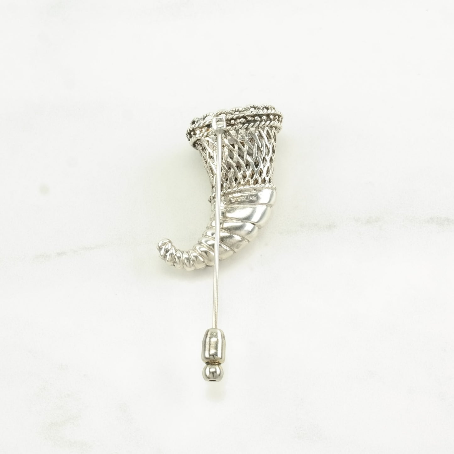 Silver Brooch Cornucopia Sterling B1849