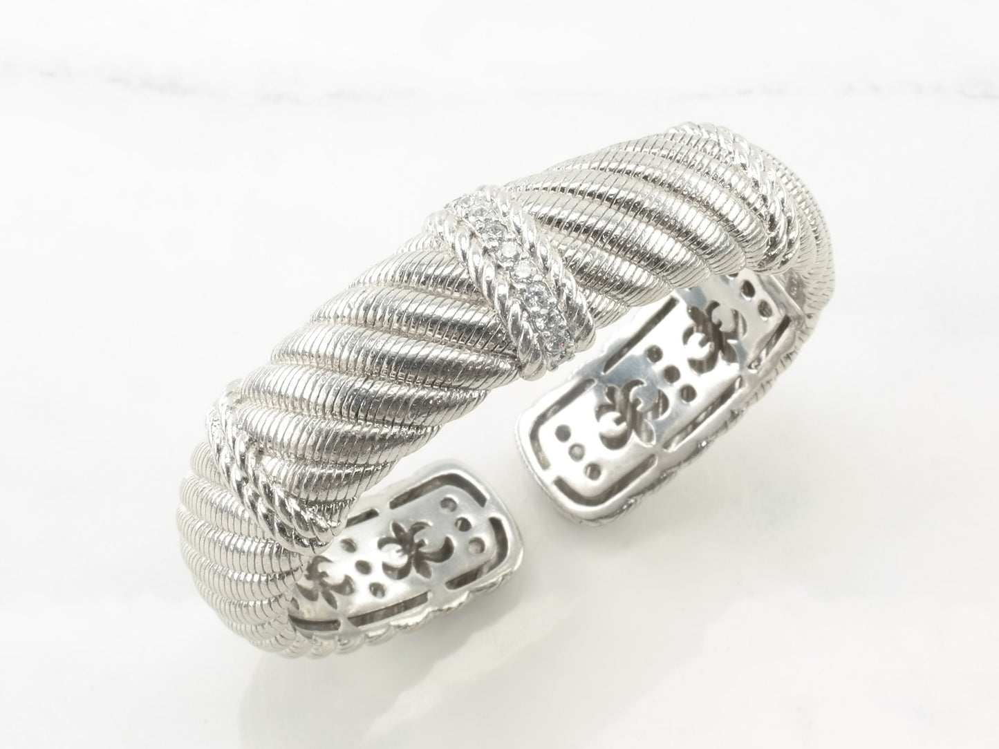 Judith Ripka Sterling Silver DQCZ Cuff Bracelet