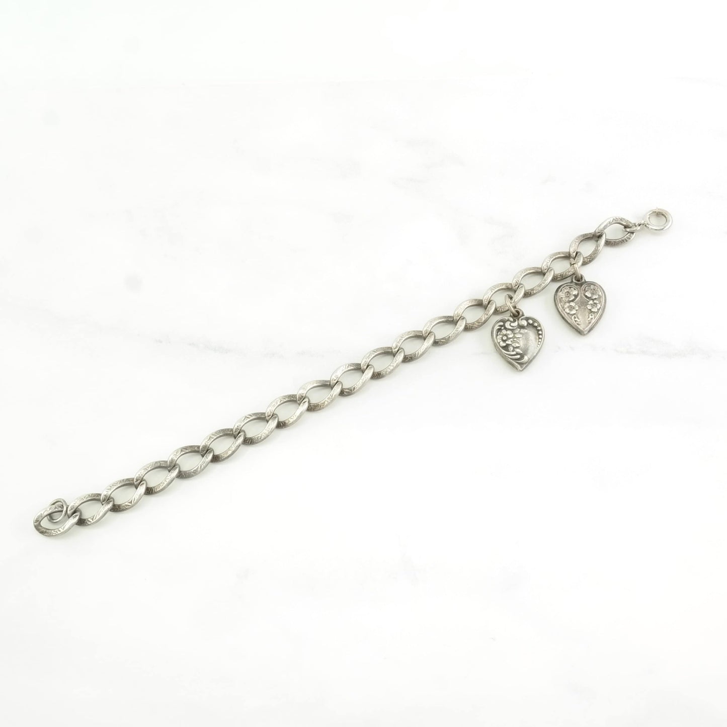 Victorian Sterling Silver Link Bracelet Charm