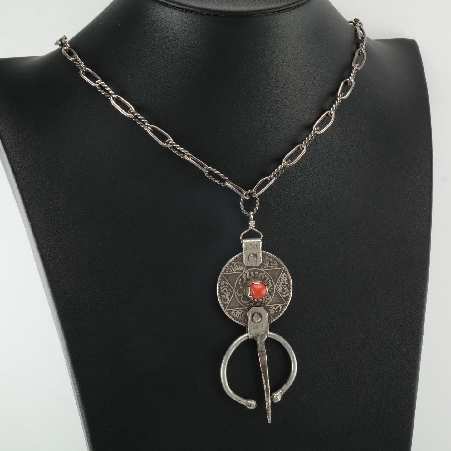 Berber Coin, 1336, Oxidized Sterling Silver Necklace N2421