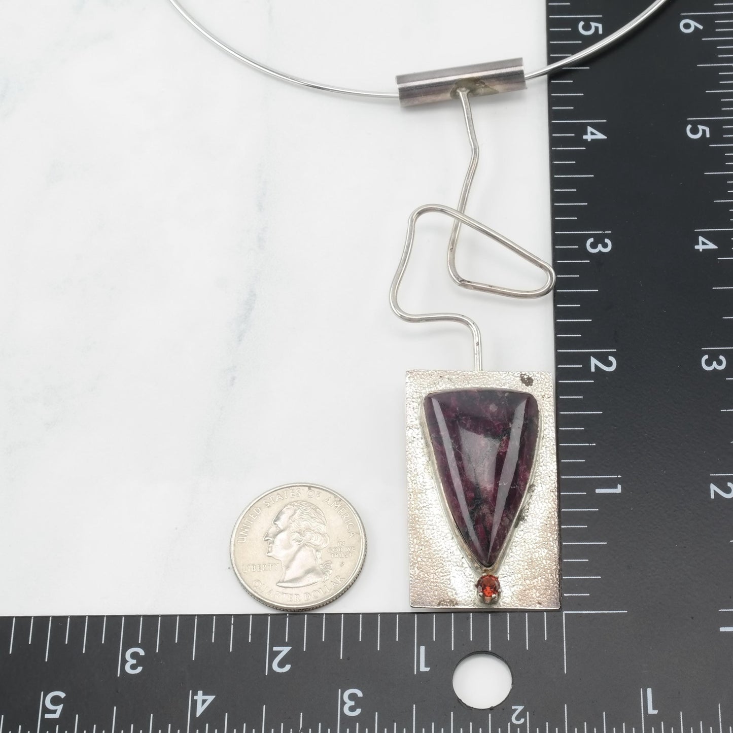 Vintage Studio Sugilite Abstract Pendant Choker Necklace Sterling Silver