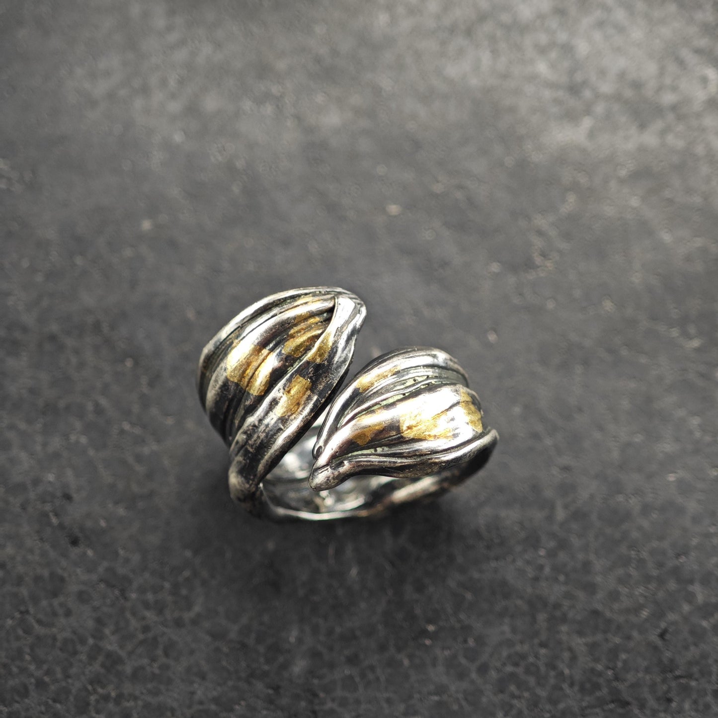 Unique Studio Artist Gold Accent Bypass Sterling silver Ring Sz 6.5 R6558