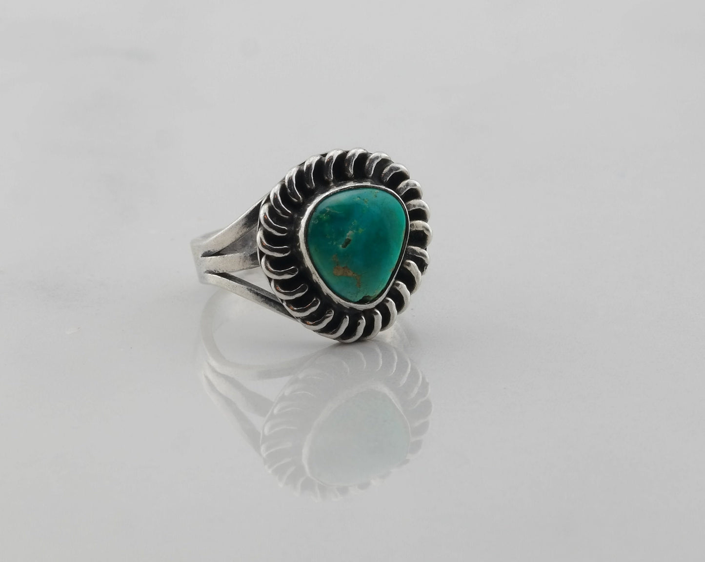 Southwest Silver Ring Turquoise Sterling Blue Size 5.5