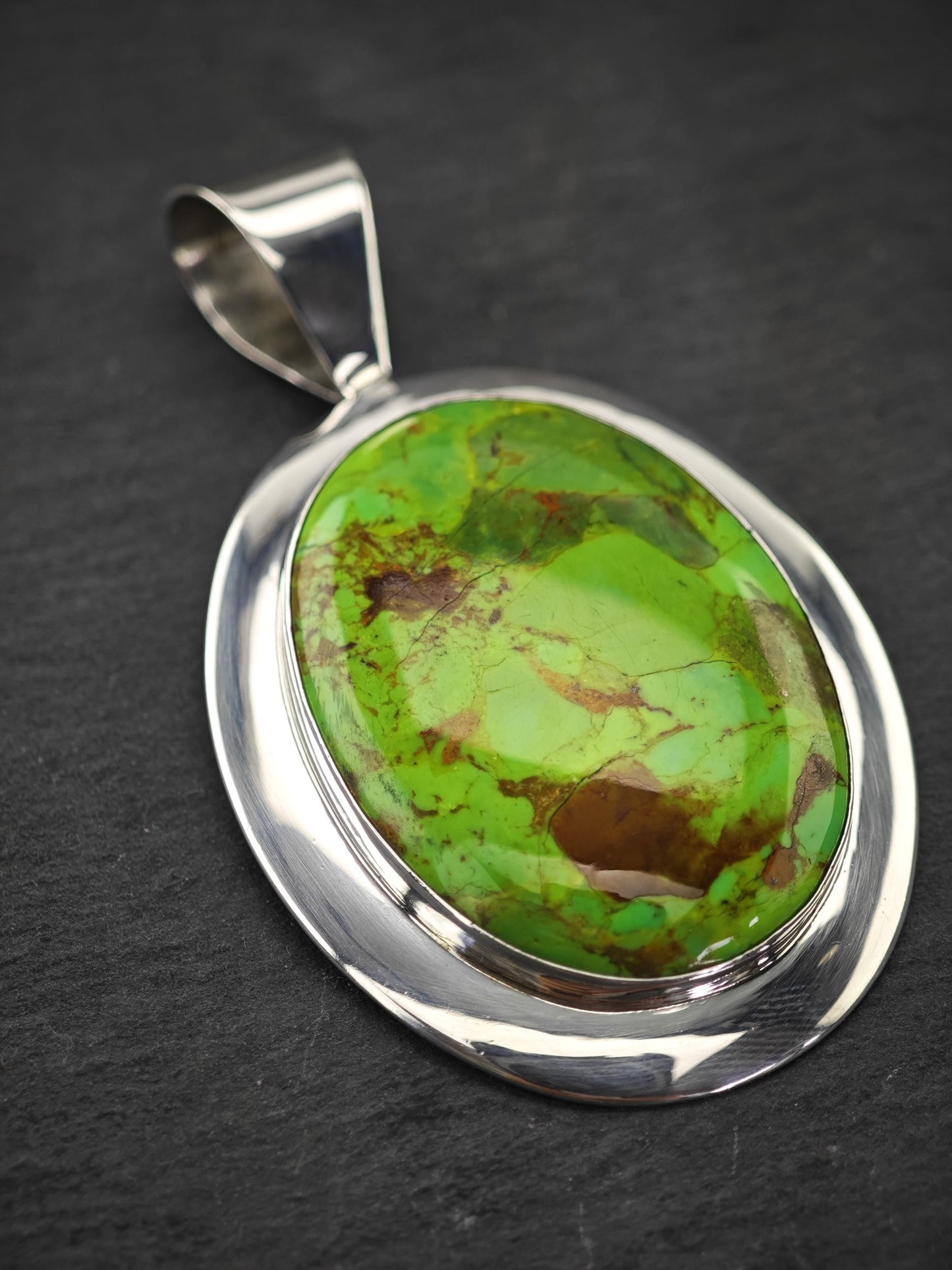 DTR Green Dyed Turquoise Sterling Silver Pendant