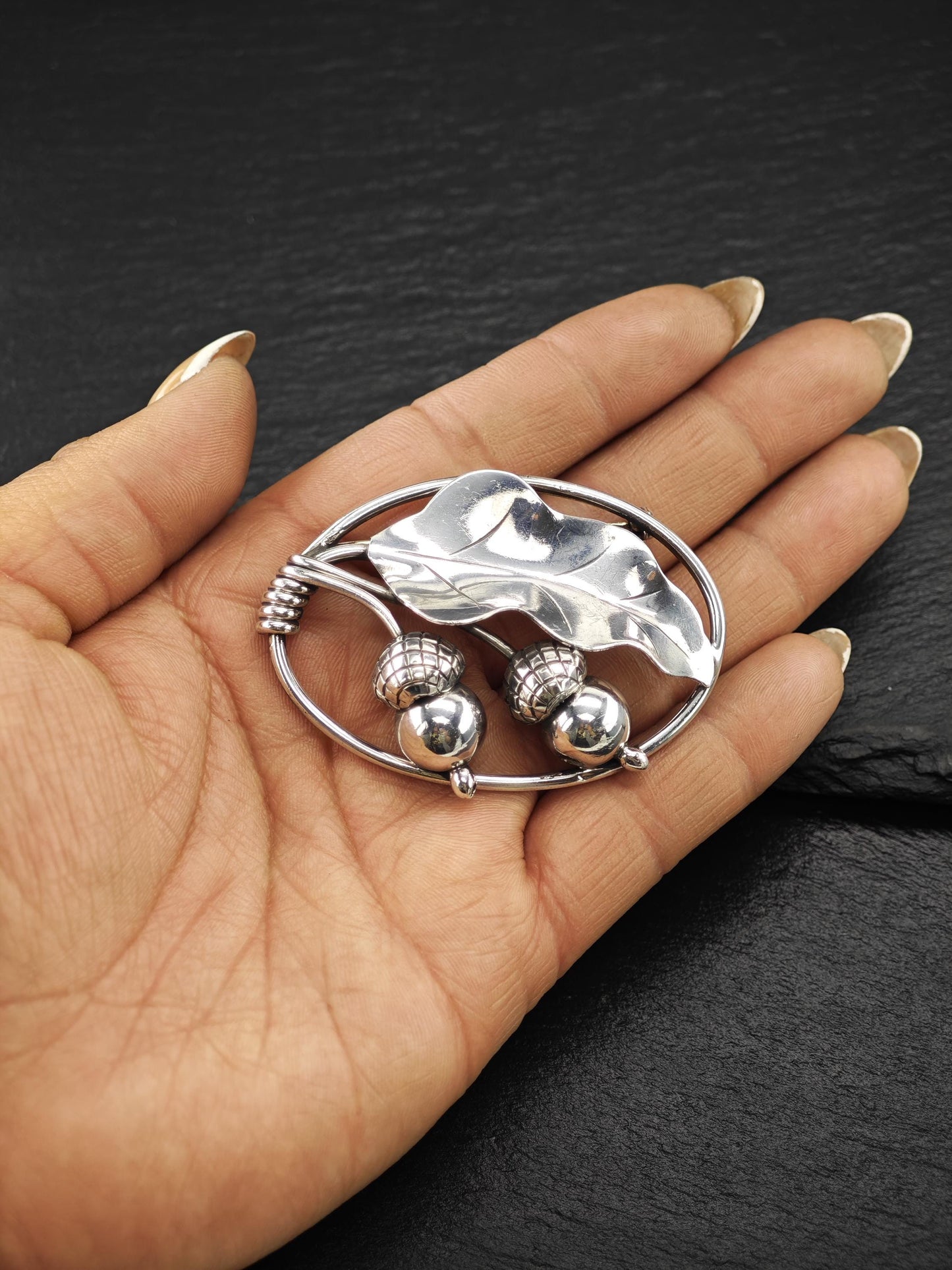 Georg Jensen 105, Acorn Brooch Sterling Silver