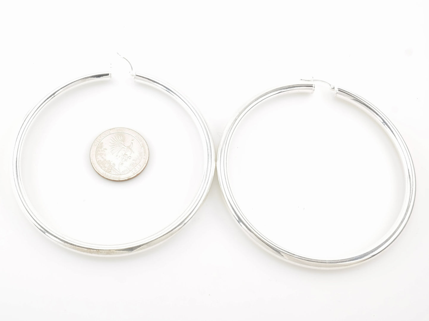 Sterling Silver 5mm Wide Earrings Hoop 3"