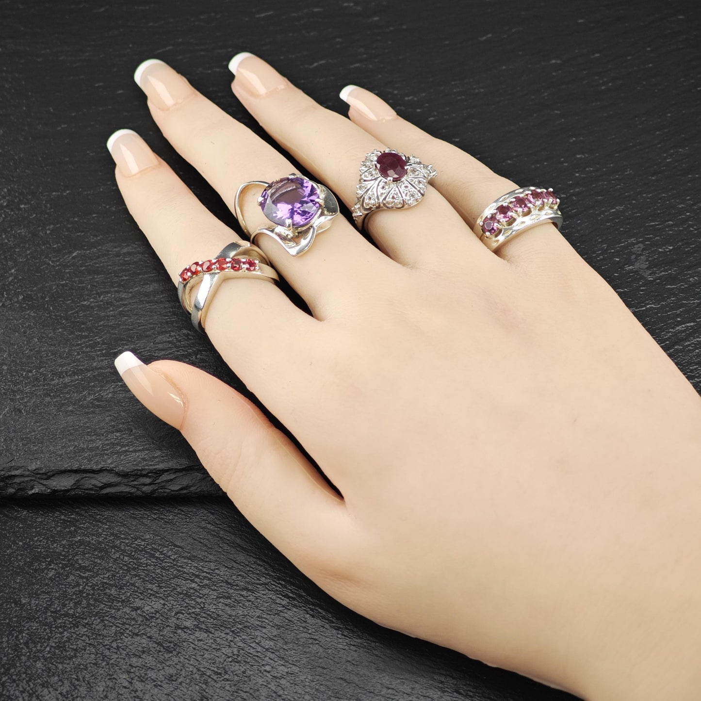 Sterling Silver Ring Red Lab Ruby Center Size 6 1/2 R6110