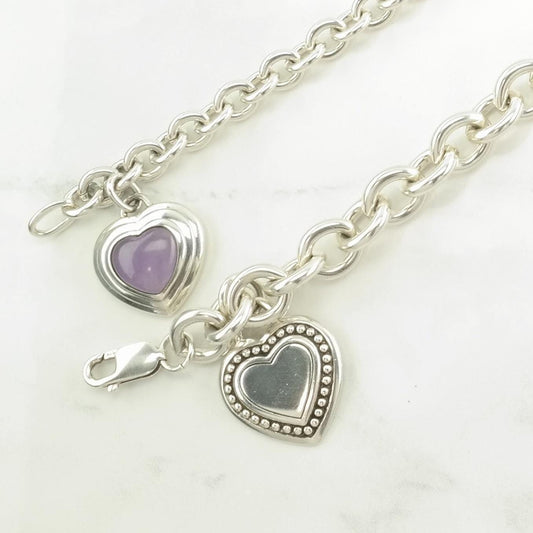 Choice: Vintage Sterling Silver Link Bracelet Heart Charm