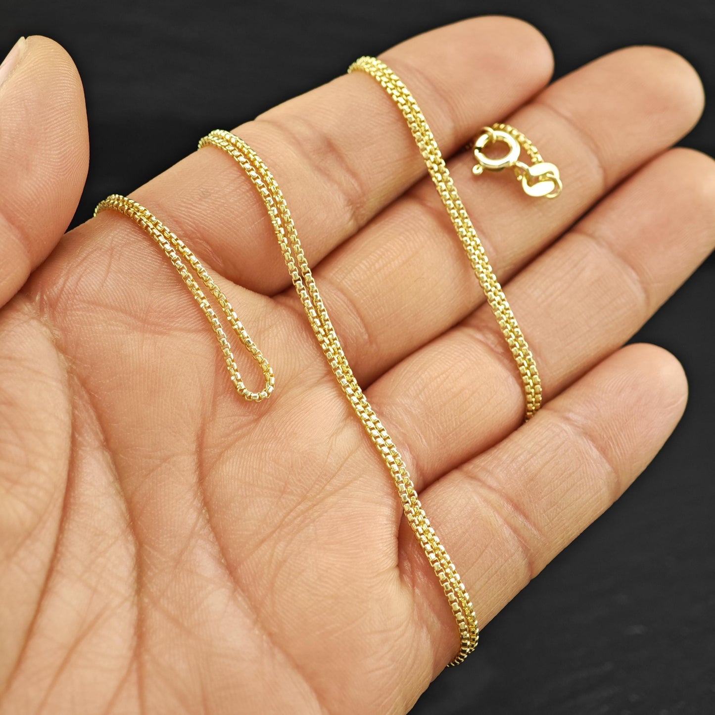 Sterling Silver Gold Plated Box Chain Necklace 30" N2638