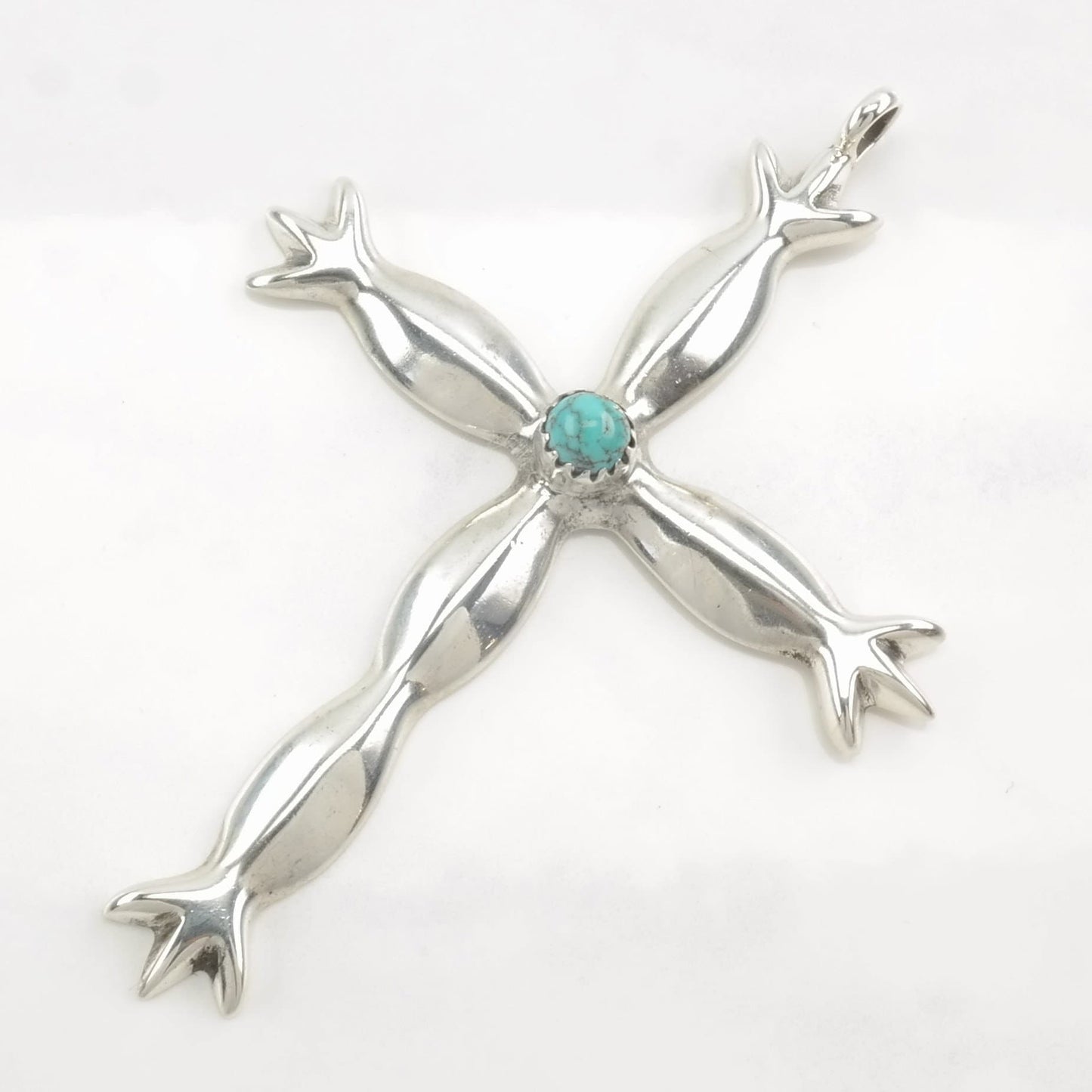 Native American Turquoise Cross Sterling Silver Pendant