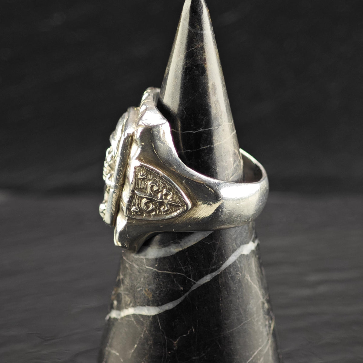 Vintage Heavy Skull Biker Ring Sterling Silver Ring Sz 11 R6854