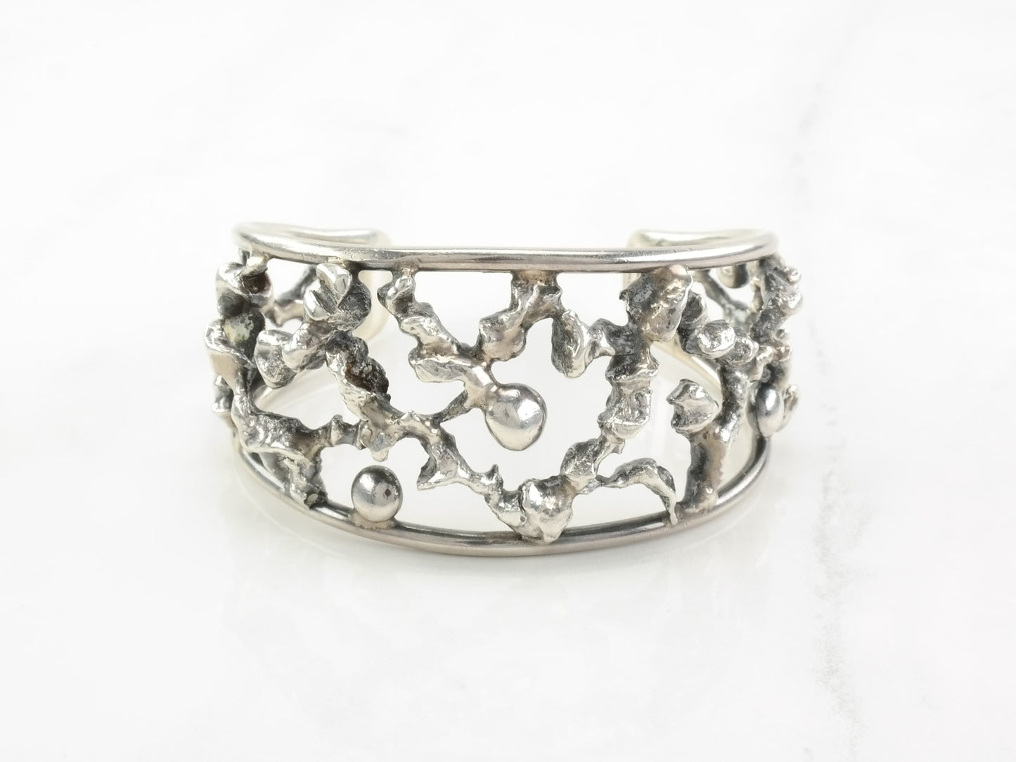 Brutalist Sterling Silver Cuff Bracelet Aage Weimar