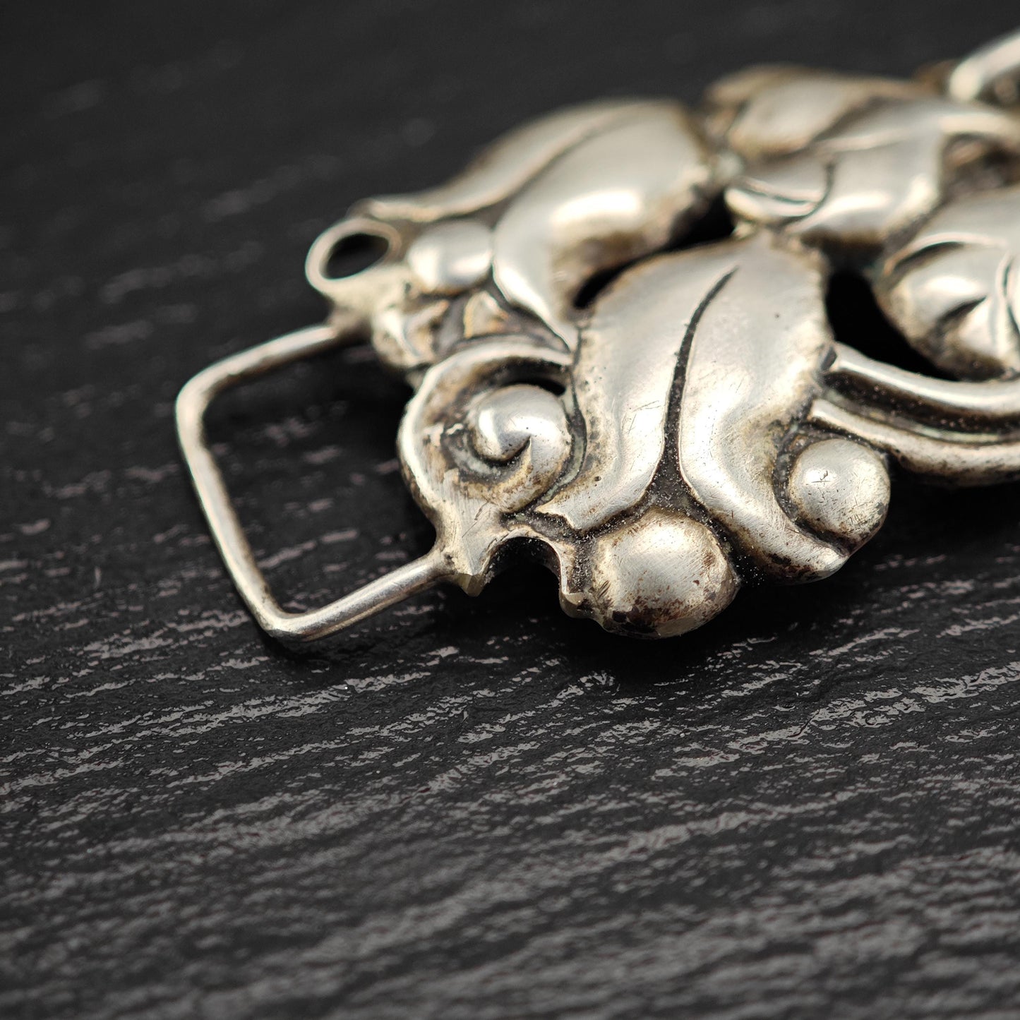 Vintage Art Nouveau Floral Link Bracelet Sterling Silver