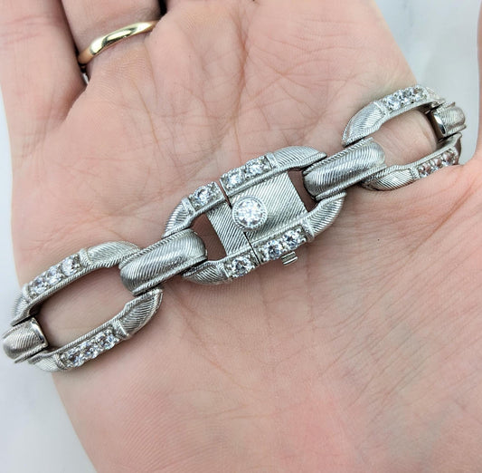 Judith Ripka Thailand Sterling Silver Link Bracelet White DQCZ Chain