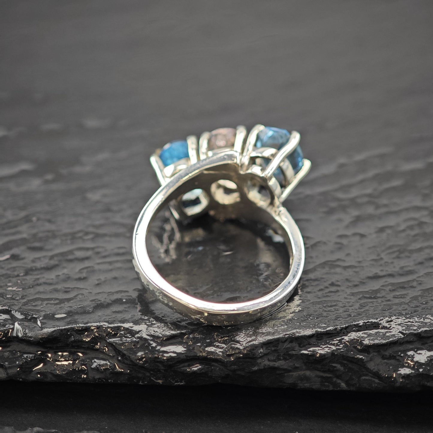 Natural Amethyst and Topaz Ring: Sterling Silver Vintage Style Size 6 3/4