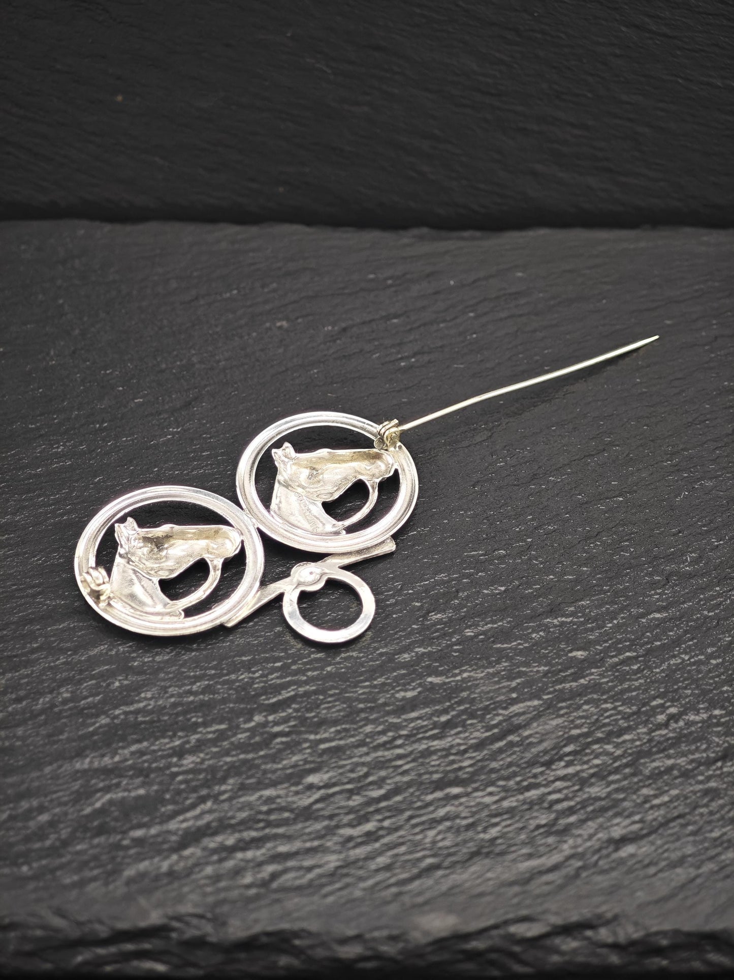 Vintage Equestrian, Horses Brooch Sterling Silver