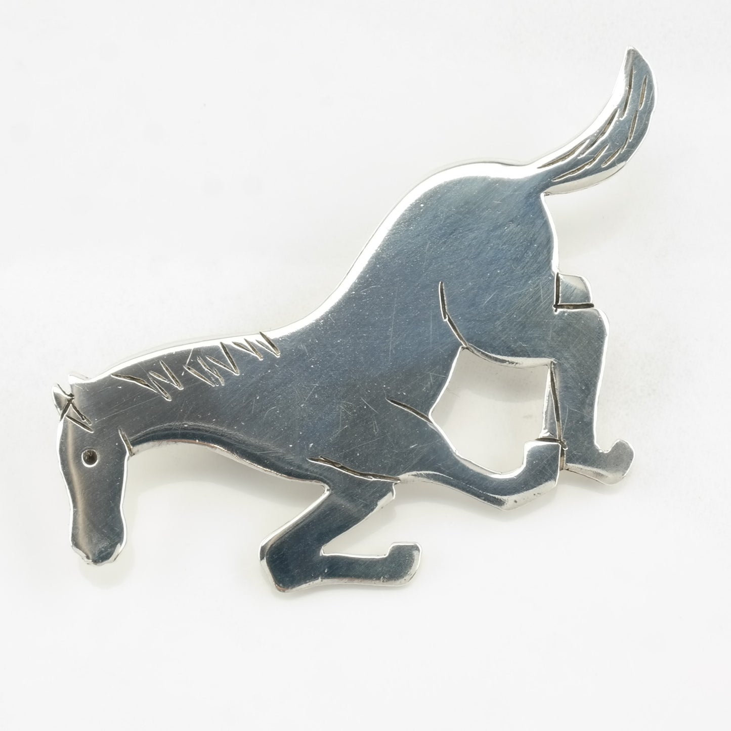 Native American Sterling Silver Horse Brooch